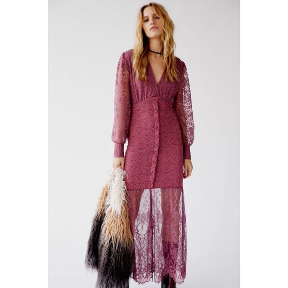 Free People x Nightcap Siena Lace Maxi Gown $510 Large - Picture 1 of 8